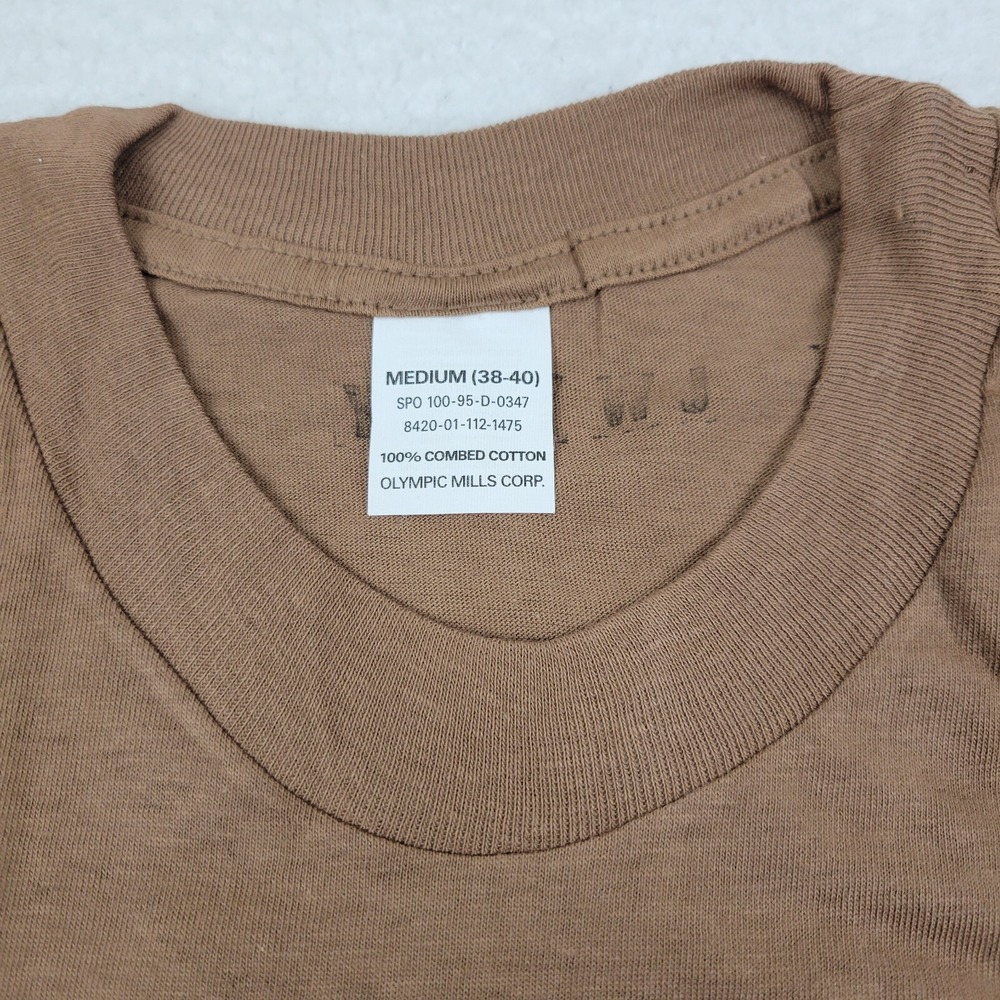 VTG Olympic Mills Corp Military Brown PT Shirt Mens Medium M 38-40 Single Stitch - Picture 2 of 9